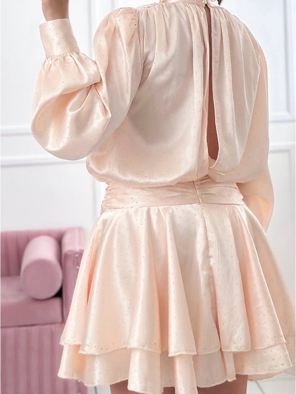 Satin Ruffle Mini Dress - Picture 2 of 5